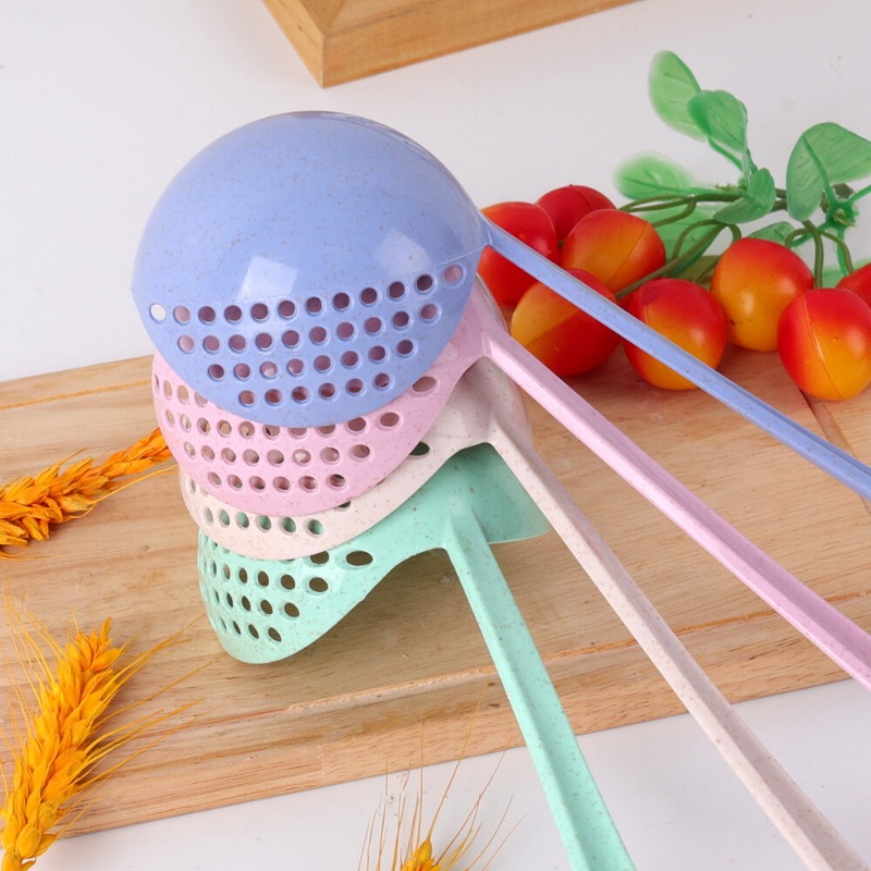 Soup Spoon Ladle Wheat Straw Spoons Long Handle Spoon Home Cooking Colander Utensils Tableware Spoon Kitchen Accessories