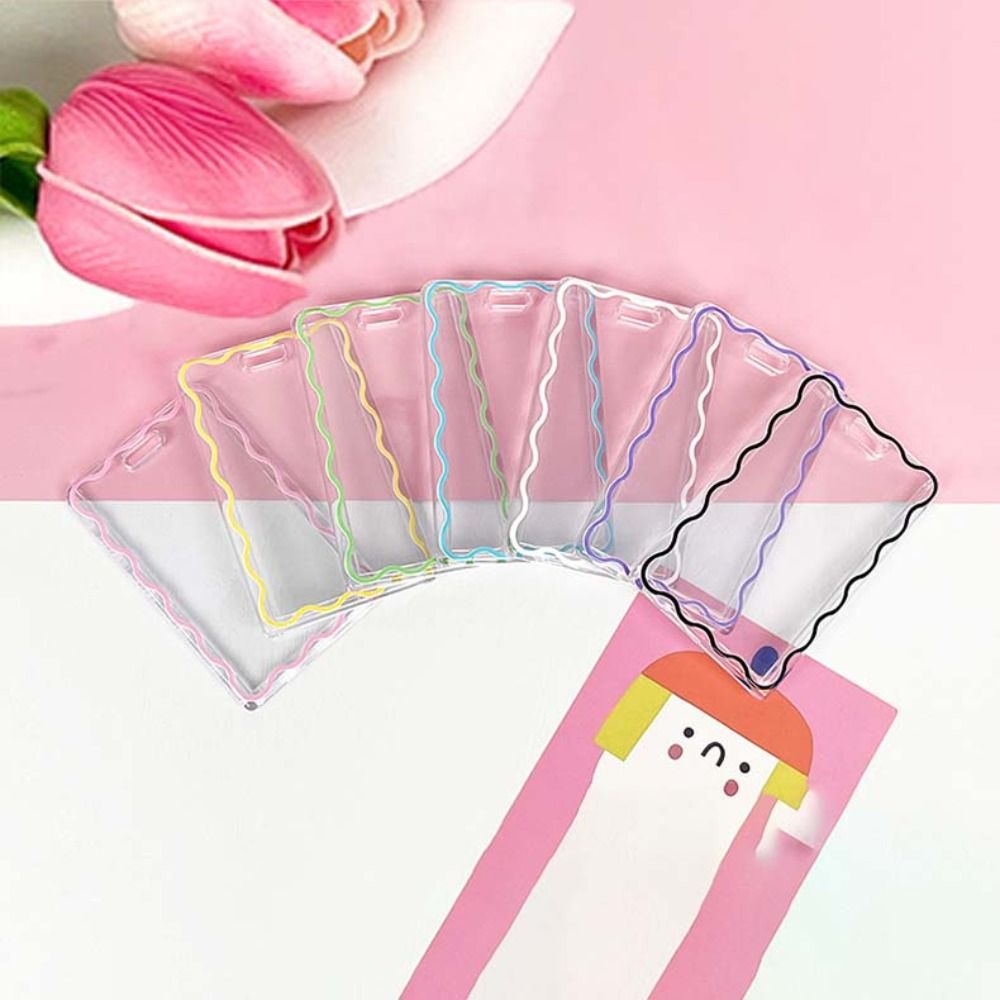 String Card Case Portable Acrylic Transparent Card Holder Stripe Keychain Card Case ...