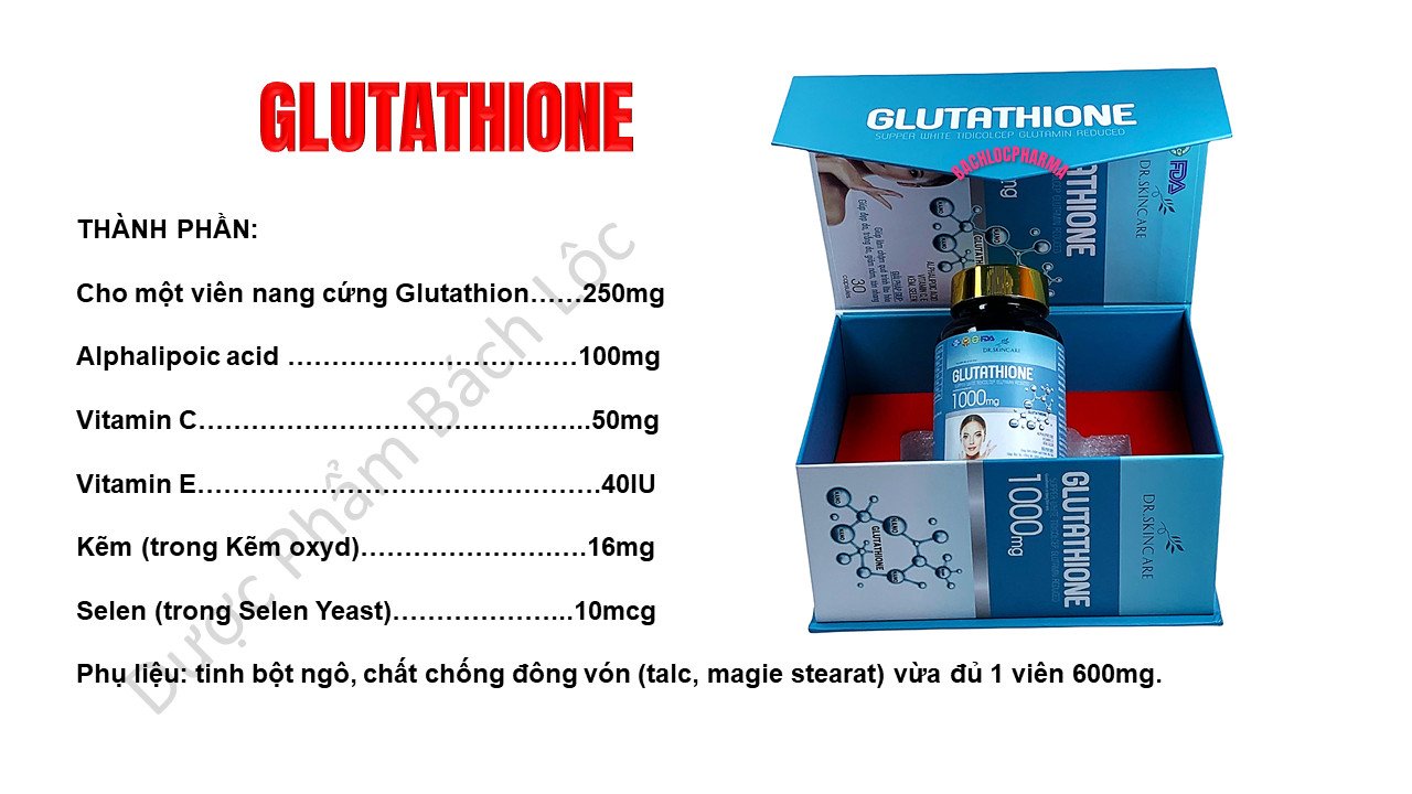 Viên Uống Trắng Da Glutathion 1000mg dưỡng trắng toàn thân, cải thiện tông da, ức chế melamin, giảm thâm nám, tàn nhang,. thumbnail