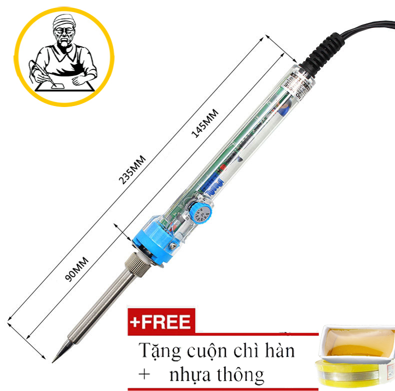 Mỏ hàn chì cao cấp điều chỉnh nhiệt độ JinJiaS 60W + Tặng cuộn chì nhựa thông