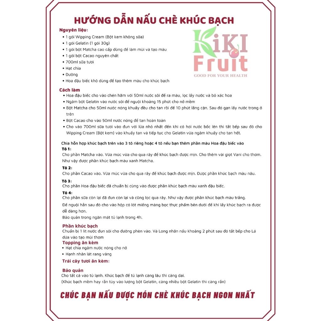 Combo 2 Set Chè Ngon, Chè Khúc Bạch Chè Dưỡng Nhan - KiKi Fruit