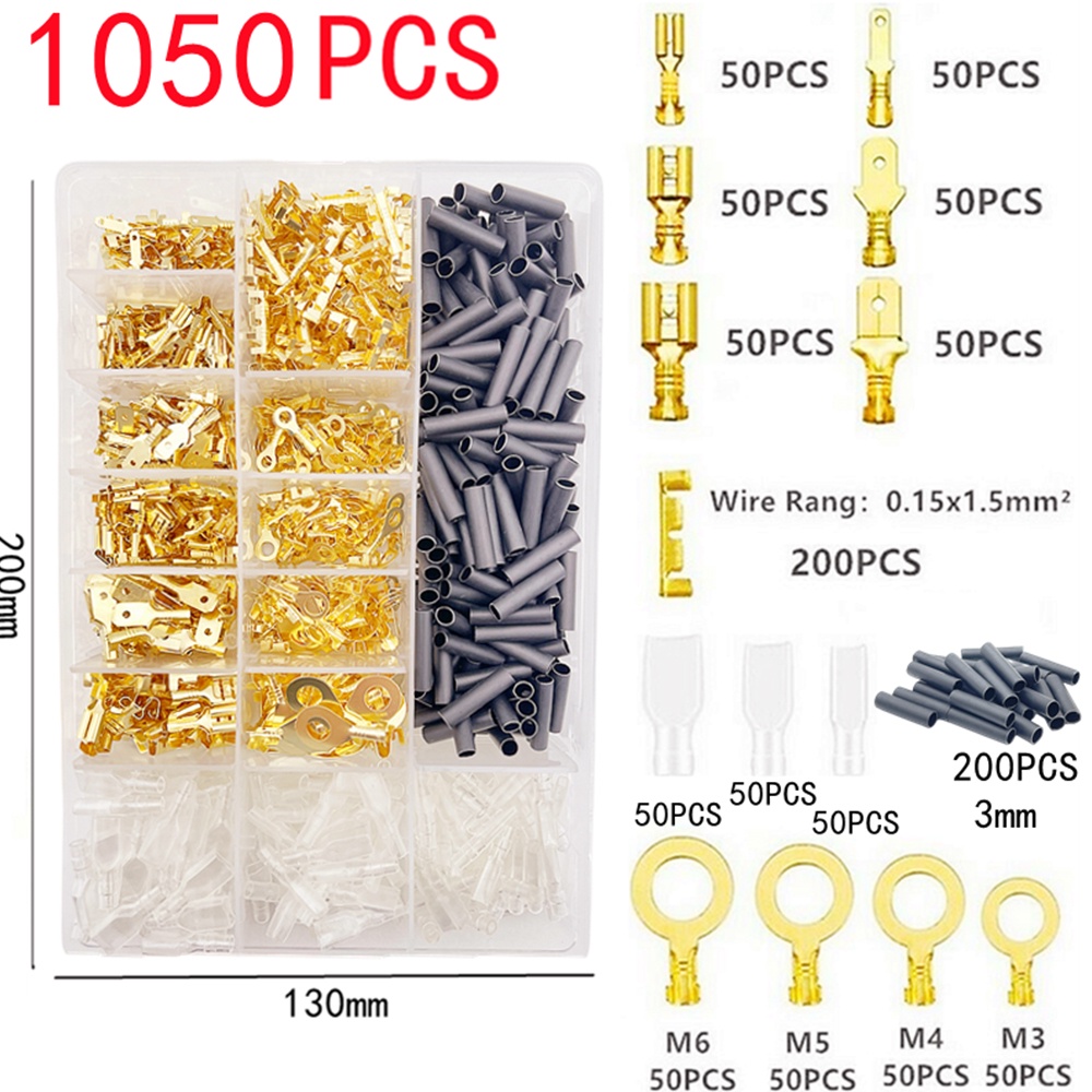 1050pcs Crimp Terminals Insulated Seal Electrical Wire Kit Connectors ...