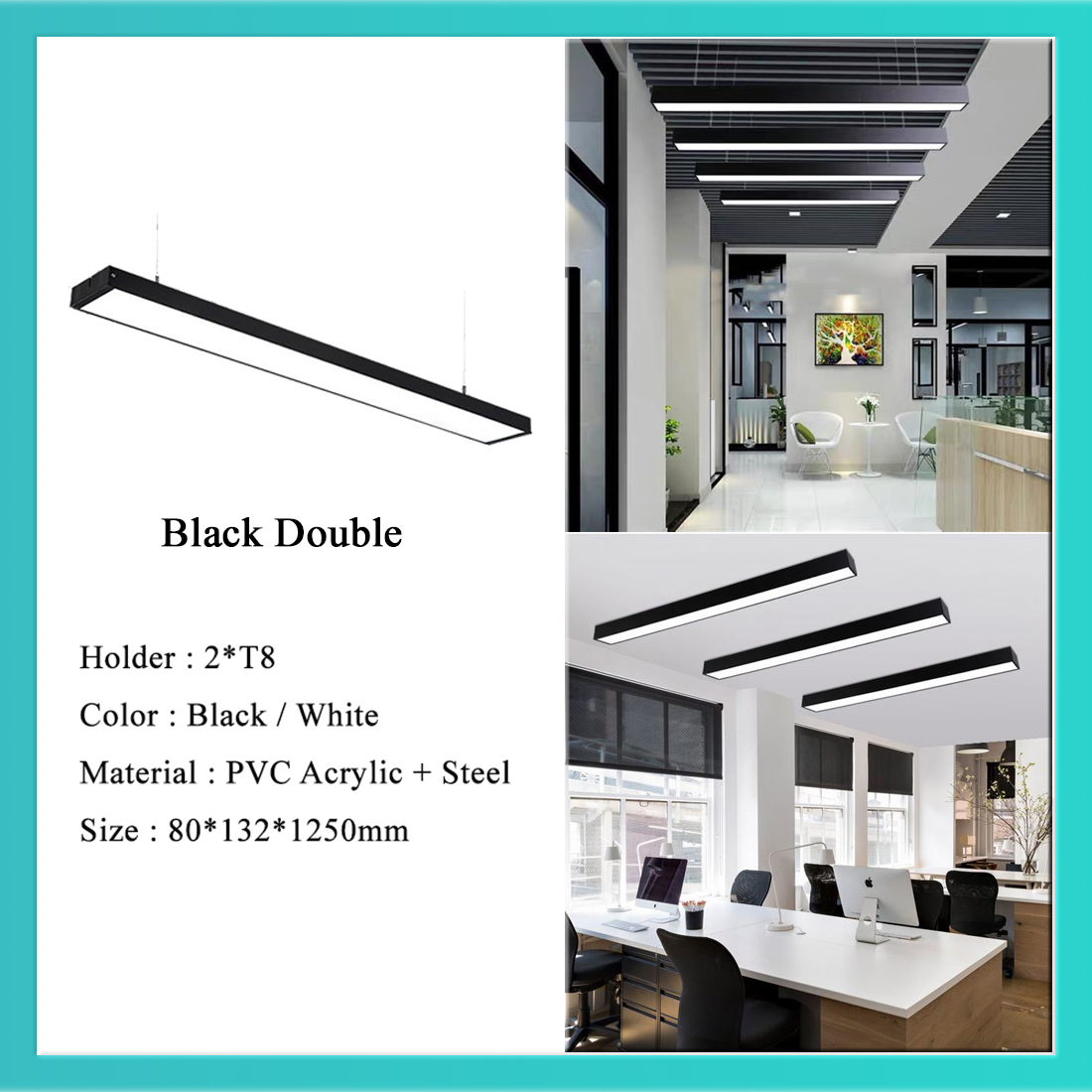 T8 Led Linear Pendant Office Light Double / Single Casing Office