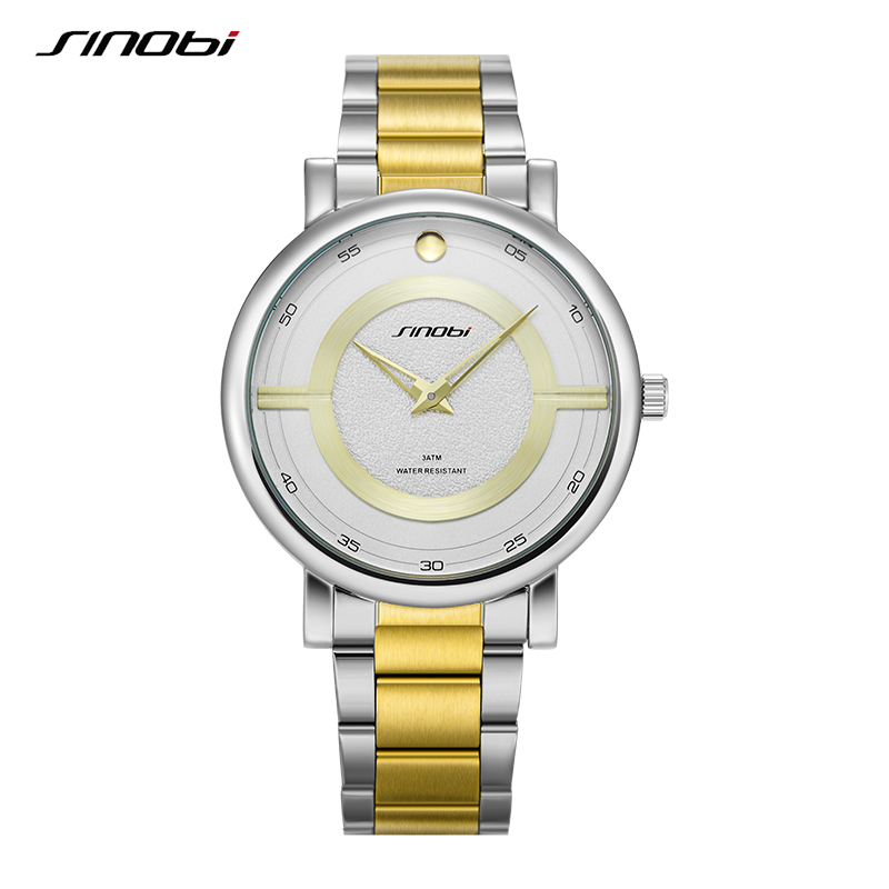 SINOBI 9838 Fashion Design Men’s Creative Quartz Wristwatches Stainless Steel Gift Clcok For Man