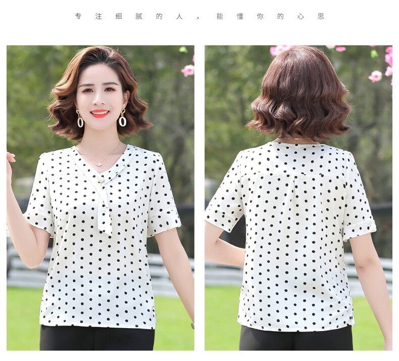 áo kiểu chấm bi quý cô thanh lịch -n222 ( thời trang trung niên anitagreen)
