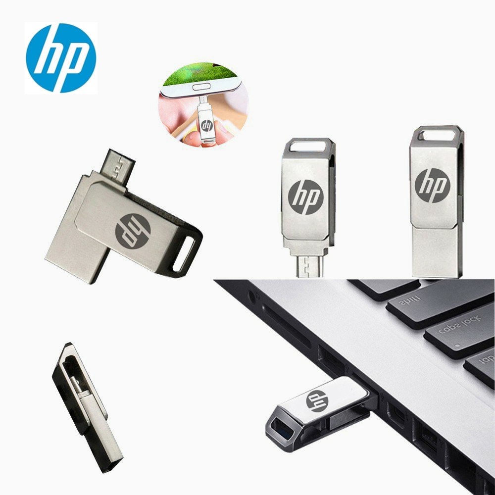【COD + Gift】 HP 2TB 1TB 512GB OTG USB Flash Drive Metal Pen Drive 256GB 128GB 64GB 360 Degree Rotating Waterproof Mobile Phone Flash Drive. 