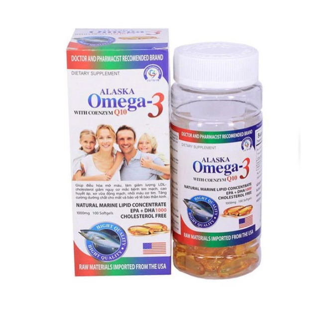 Dầu cá alaska omega3 with coenzim q10 - hộp 100 viên