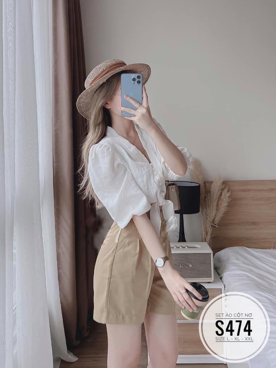 SET BIGSIZE ÁO CỘT NƠ ĐI BIỂN PHỐI QUẦN NGẮN (L-2XL)