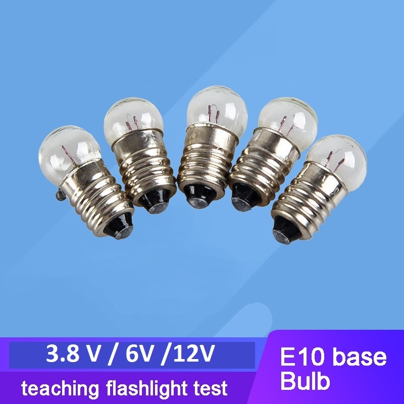 Bóng đèn sợi đốt đuôi xoáy E10 - 3.8V / 6V / 12V - Chuôi đèn E10 (2 cái)