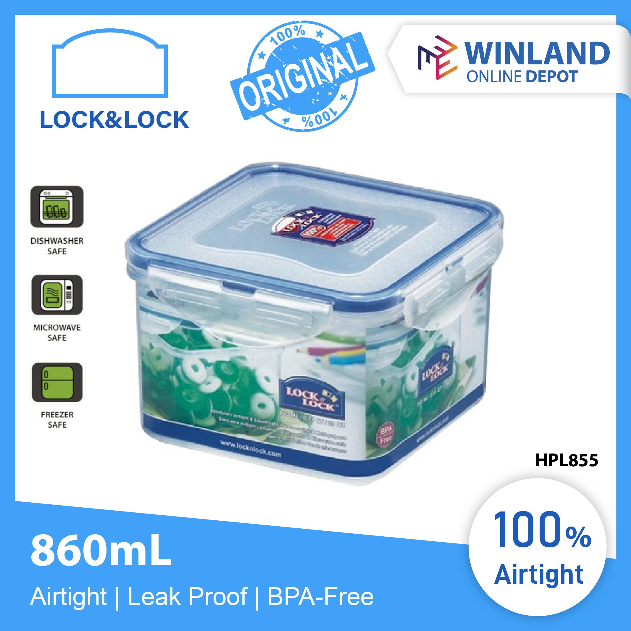 Lock & Lock Classic Rectangular Square Plastic Food Storage Container