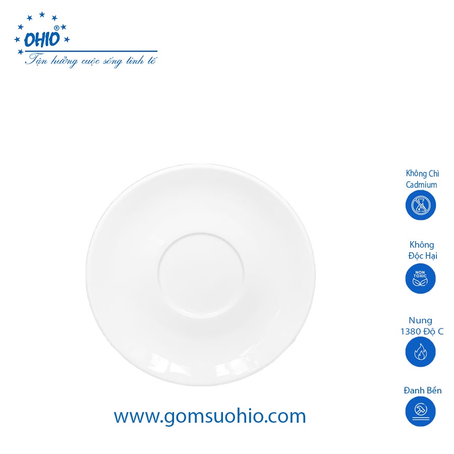 Đĩa Kê Sứ Trắng OHIO, size 11- 14.5cm