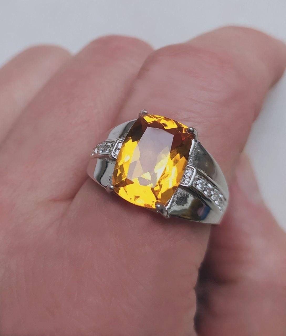 Details about   Natural Citrine Square Cut Gemstone 925 Sterling Silver Men's Designer Ring 