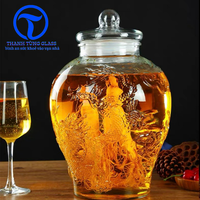 Bình ngâm rượu thuỷ tinh Chum Rồng 8 Lít