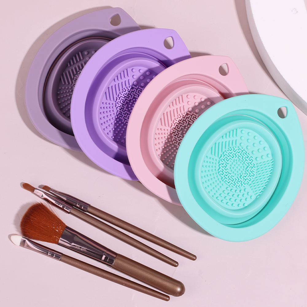 Cọ trang điểm dụng cụ làm sạch giọt nước loại Silicone gấp chậu rửa Cọ đánh phấn mắt rửa đệm mềm