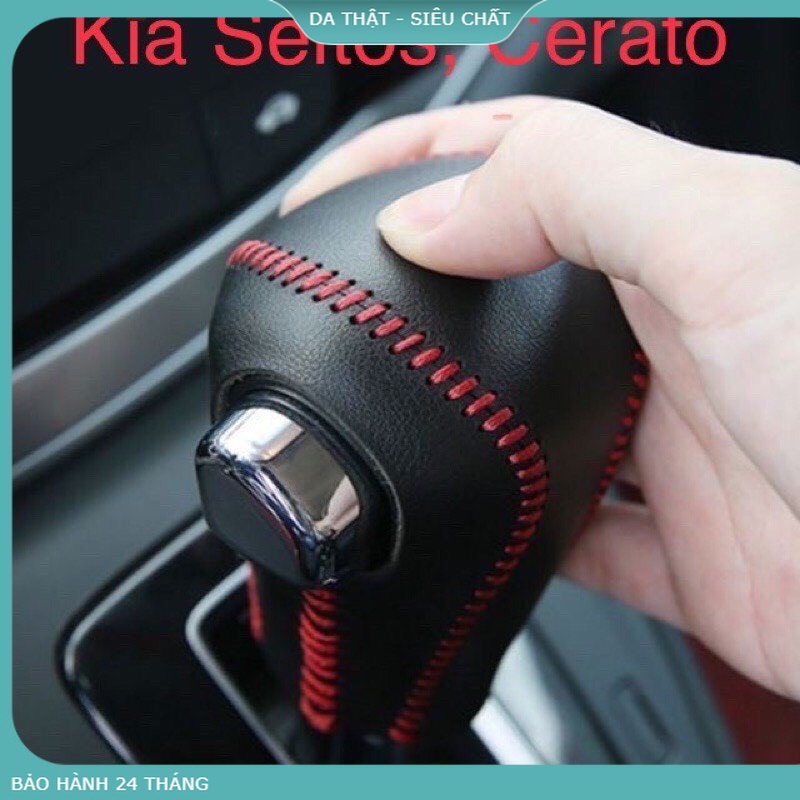 Bọc cần số kia seltos, cerato 2019 - 2021 số tự động da bò thật 100% bảo hành 2 năm