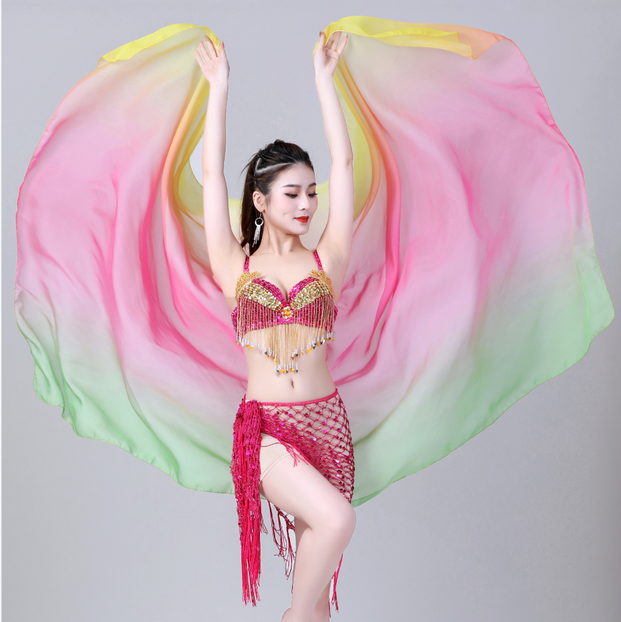 Belly Dance Gradient Color Opening Dance Color Large Size Hand Throwing Yarn Dance Accessories Performance Scarf