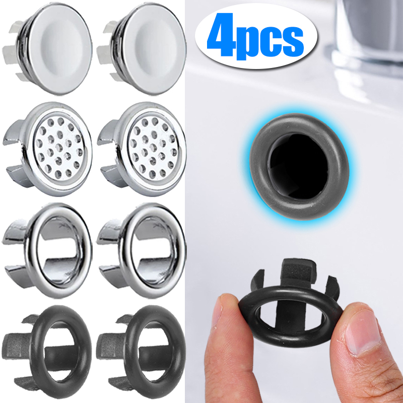 4/1Pcs Sink Overflow Ring Cover Replacement Bathroom Basin Trim Bath Round Plastic Sink Overflow Hole Covers Kitchen Accessories