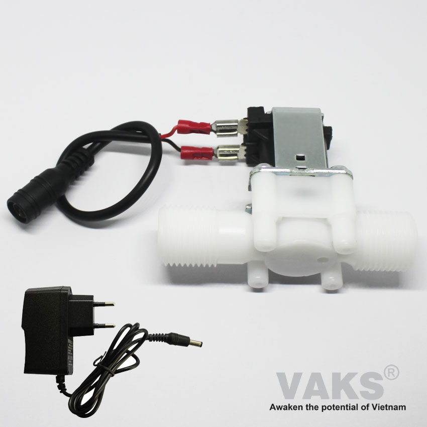 [HCM]Bộ van điện từ phi 21 N/C (Van thường đóng) kèm nguồn 12V 1A: Vcom 21
