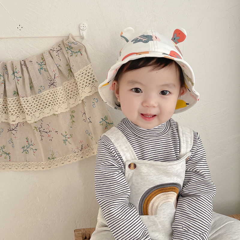 Mũ vành cotton mềm cho em bé từ 3 tháng