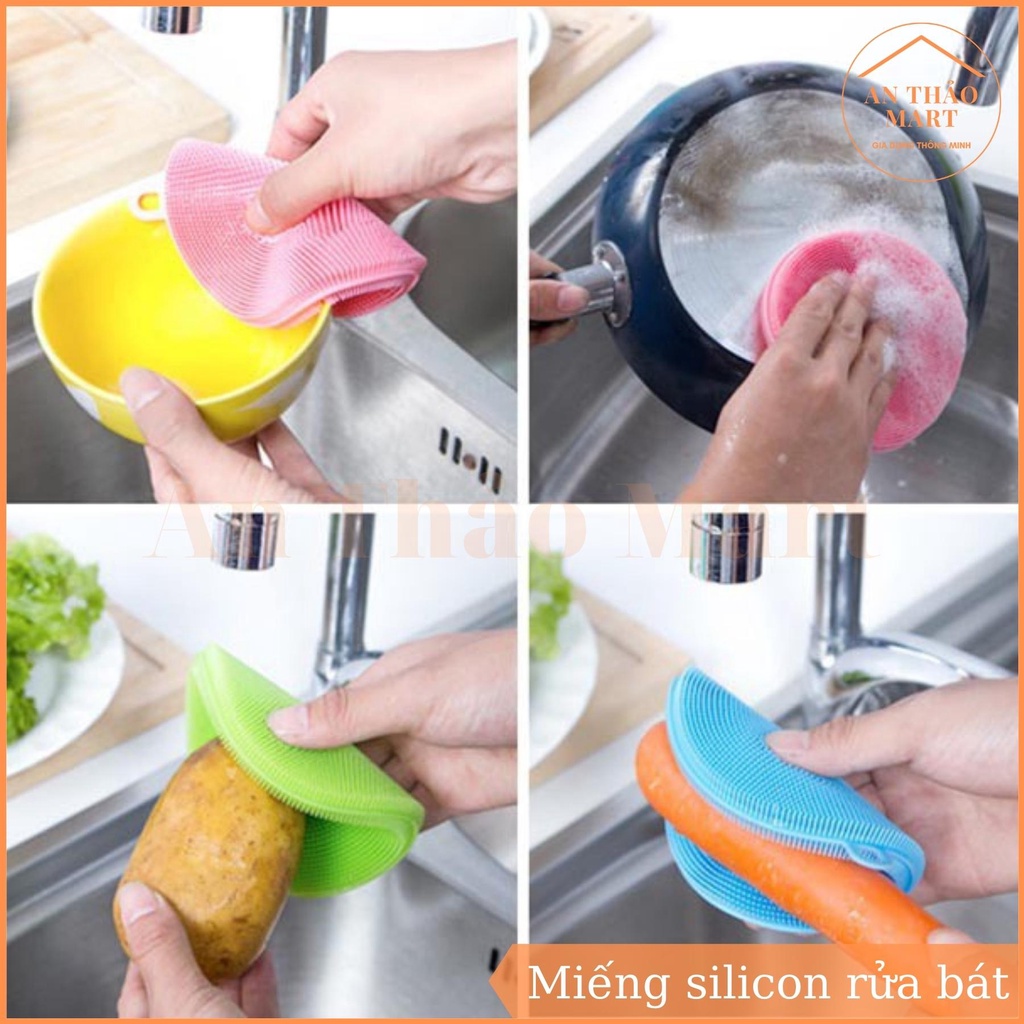 Miếng Rửa Chén / Miếng Silicon Rửa Bát Có Móc Treo Tiện Dụng