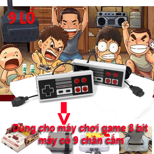 Bộ 2 tay cầm chơi game điện tử 4 nút 9 lỗ cho máy game 8 bit - nes