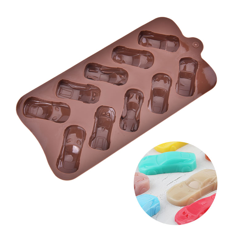 HE🔥 New Chocolate Molds Silicone Cake Mold 10 Cavity Car Shape Wedding Candy Baking