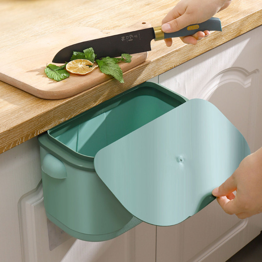 Treo Thùng rác cho nhà bếp dung tích lớn nhà bếp tái chế rác giỏ gắn tường phòng tắm thùng rác gấp cho xe hơi với nắp