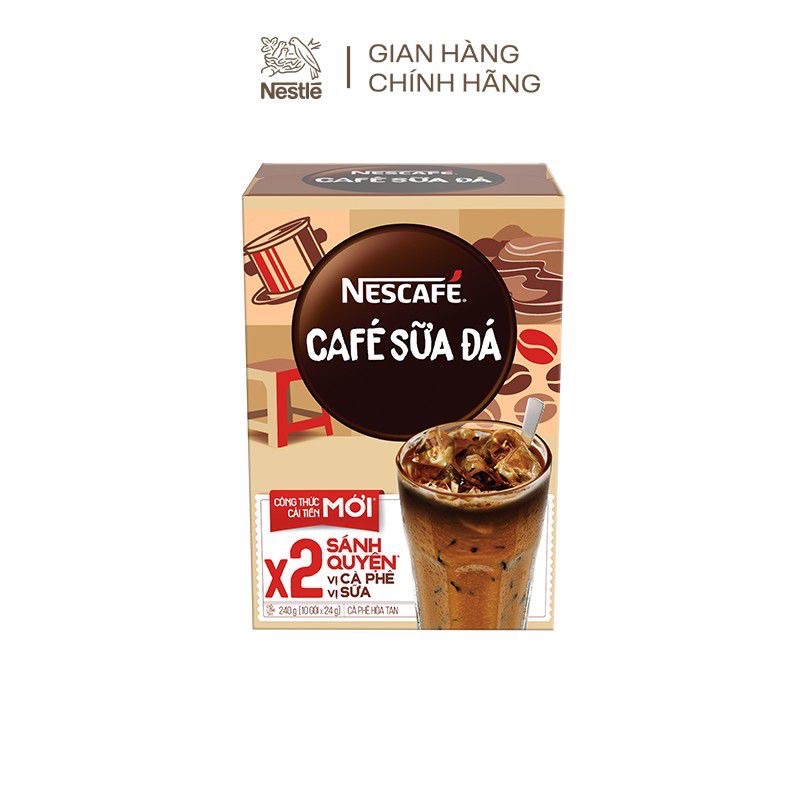Cafe sữa Nescafe sữa đá (hộp 10 gói x 24gr)
