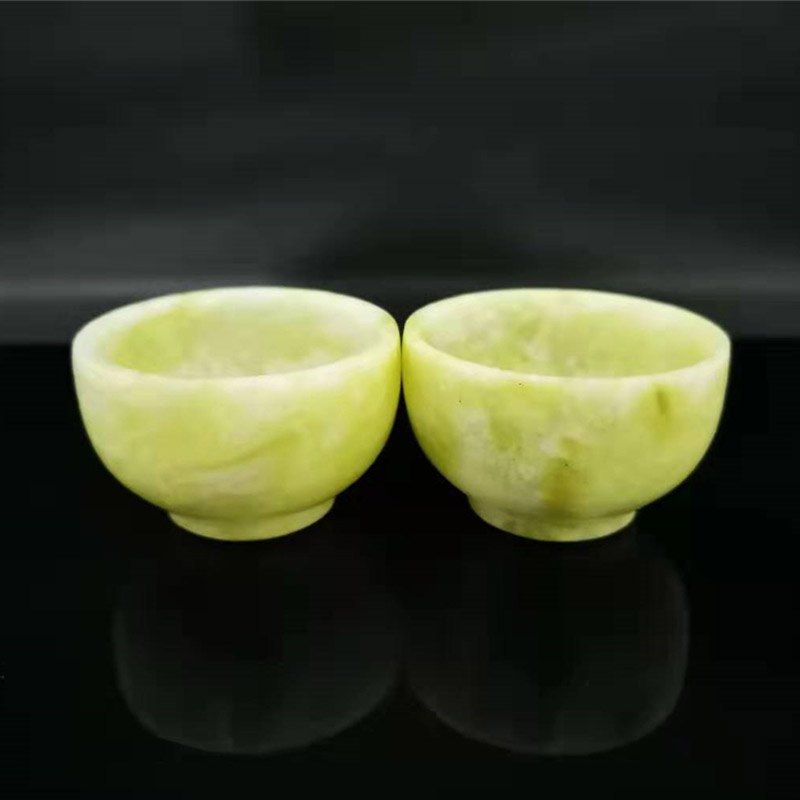 Lantian jade small tea cup kungfu tea set small tea cup Lantian jade tea cup 2 cups
