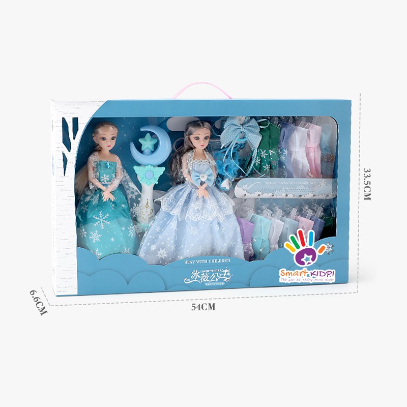 - COMBO 2 BÚP BÊ ELSA TÓC MÂY - 10 BỘ QUẦN ÁO CÓ THỂ THAY