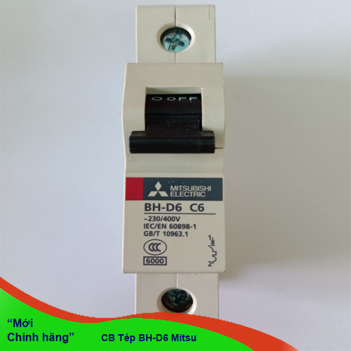 Aptomat MCB BH-D6 1P  Type C N Mitsubishi (New Chính Hãng)