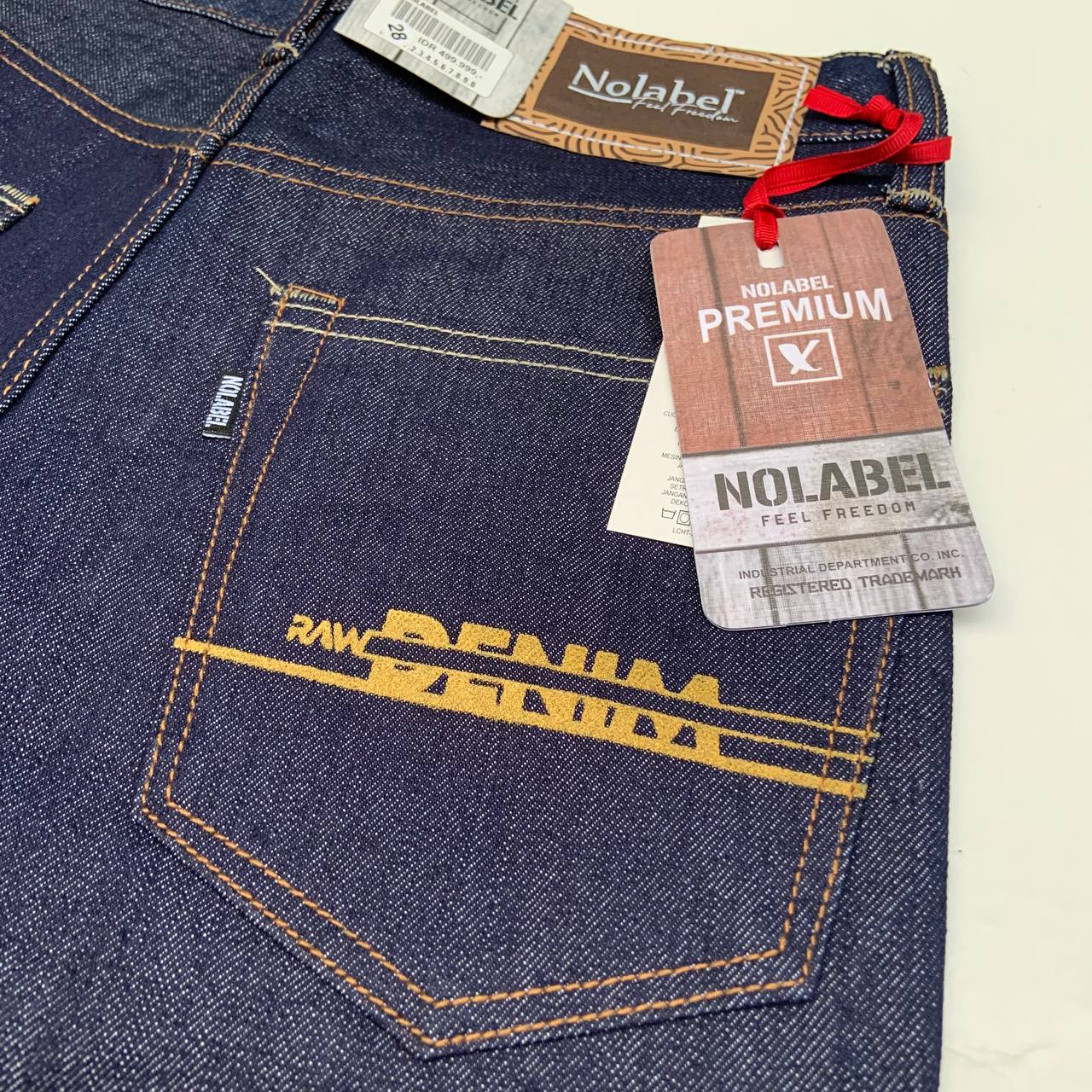 jeans store2 - celana denim selvedge accent unsanforized / raw denim / celana panjang distro / reguler denim articuate sablon / denim kaku peading