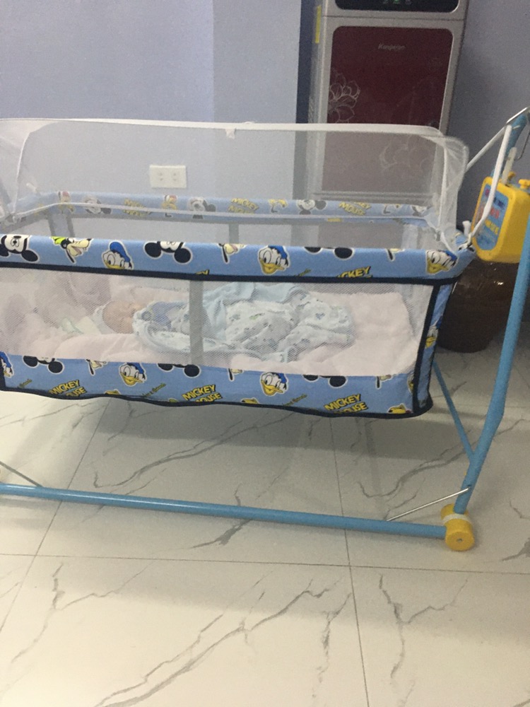 Nôi Điện Võng Xếp 2 Trong 1(Tặng Kèm Võng + Màn Chống Muỗi Cho Bé)