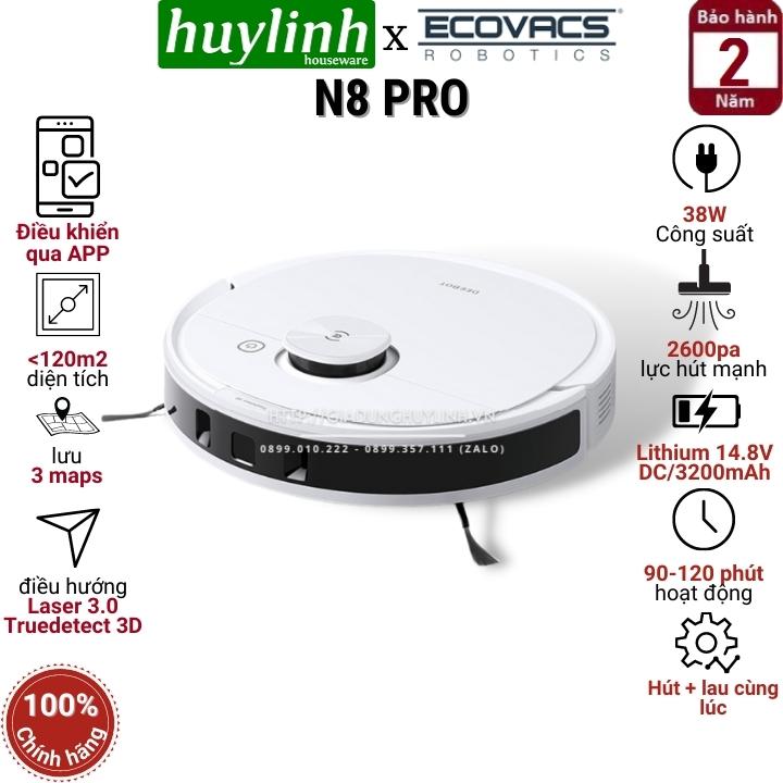 Robot hút bụi lau nhà ecovacs deebot n8 pro - bản quốc tế - hàng chính hãng - bảo hành 2 năm