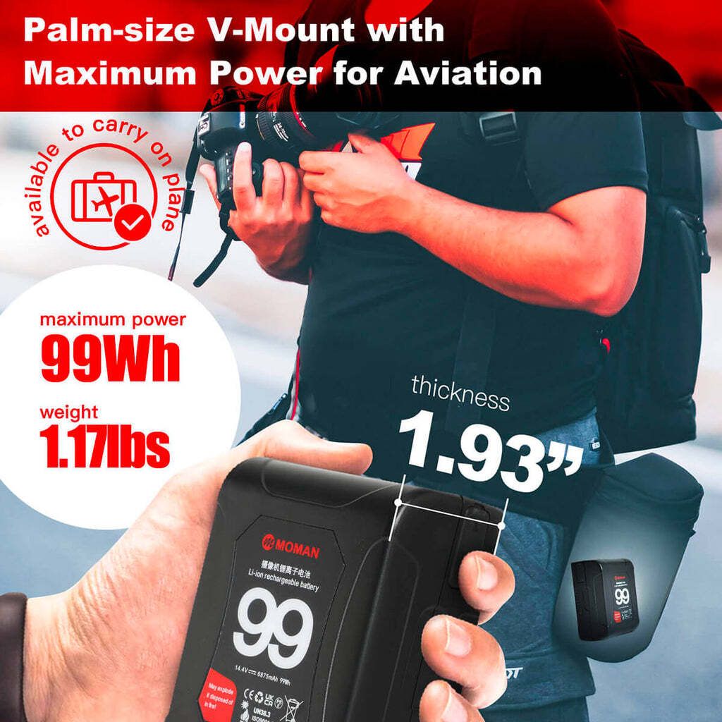 Mini V Mount Battery,Moman Power 140 Battery 140Wh/9700mAh For Camera  Camcorder
