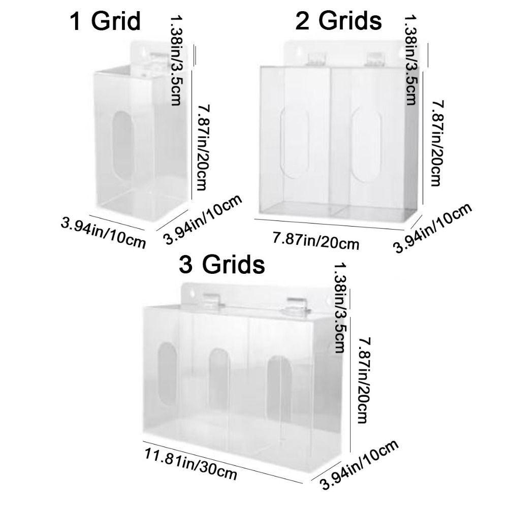 Practical%20/2/3%20Grids%20Acrylic%20Glove%20Holder%20Transparent%20Wall%20Mounted%20Gloves%20Dispenser%20Box%20with%20Lid%20Dustproof%20Storage%20Box%20Shoe%20Cover%20-%20Image%202
