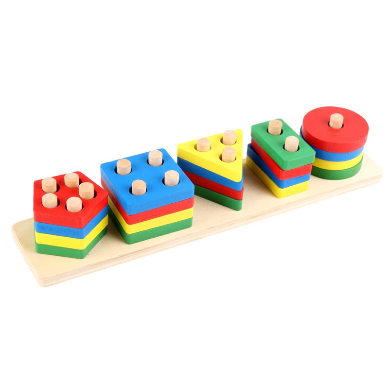 Early Educational Wooden Toy Wooden Shape Color Sorting Preschool ...