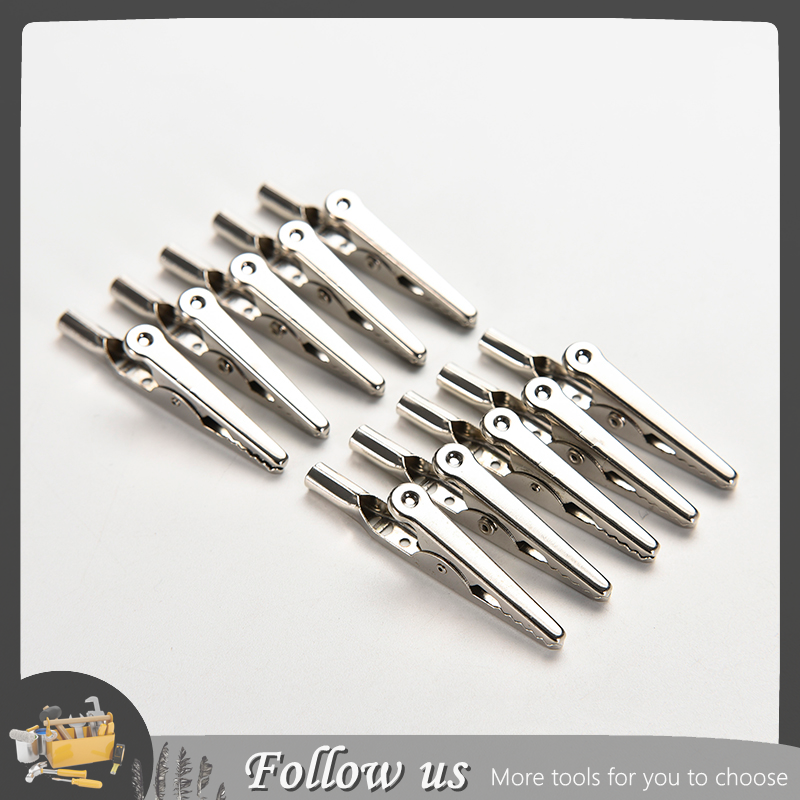 10x Stainless Steel Alligator Crocodile Test Clips Cable Lead Screw Probe Fixing