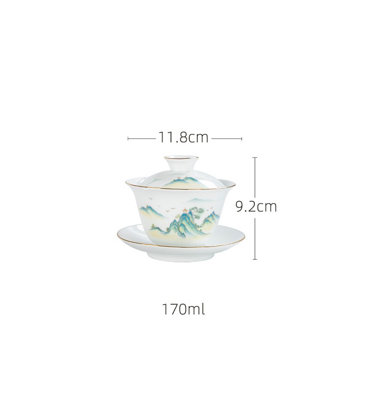Chén Khải sứ trắng Bạch Định thấu quang 170 ml