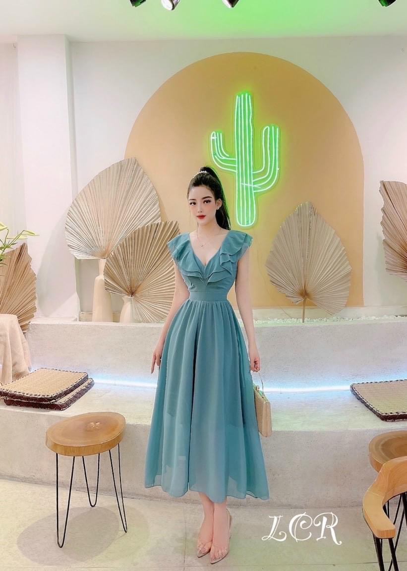 đàm maxi bèo hai màu cute đẹp chuẩn size ld22