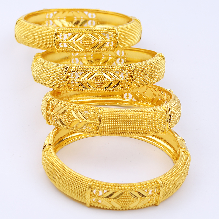Dubai Luxury Gold Color Bangles For Women 24K Gold Plated Indian African Bracelets Charm Wedding Ethiopian Arabic Hand Jewelry.