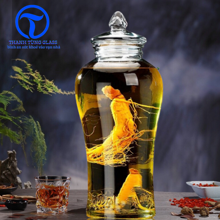 BÌNH NGÂM RƯOU THUỶ TINH SÂM CHÂN MÂY 6 LÍT KHÔNG VAN