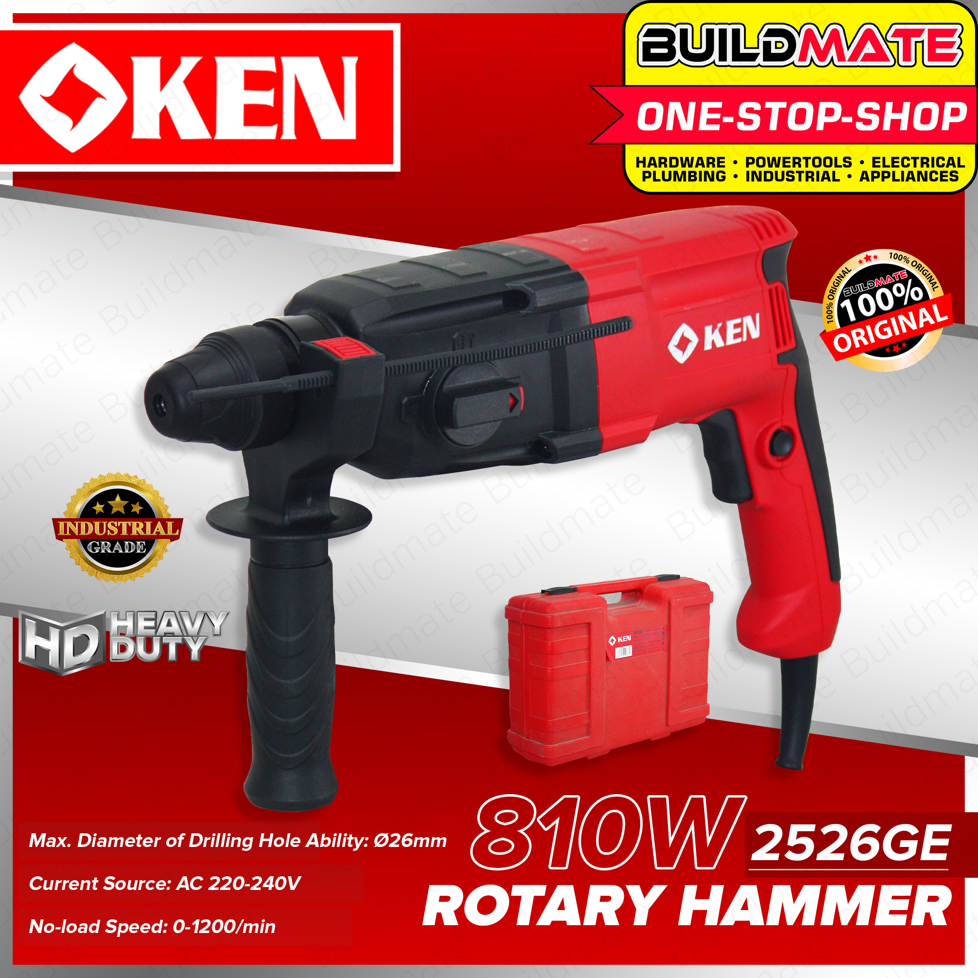 KEN Rotary Hammer Chipping Gun Drill with Case 810W 2526GE 100