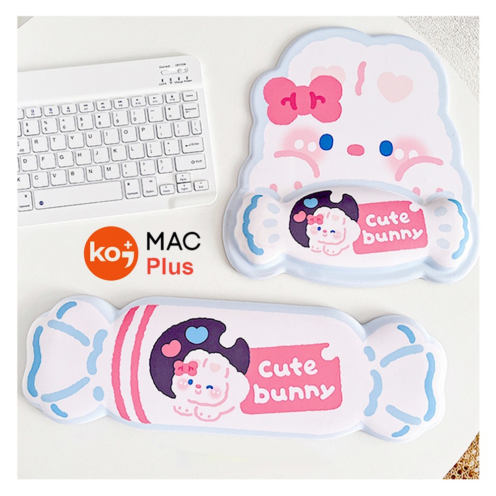 Cute rabbit wrist rest pad mouse pad set (soft sponge ergonomic comfort wrist rest)