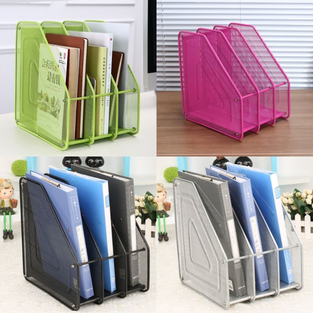 Standalone File Rack Reusable Wire Mesh Metal File Rack Data Rack Desk Shelf Standing ...