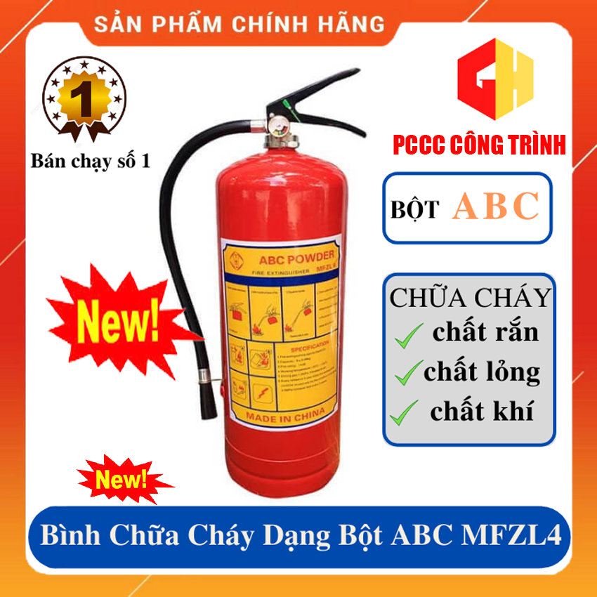Bình cứu hỏa phòng cháy , bình chữa cháy MFZL1 - MFZ8   Trọng Lượng 1Kg - 8Kg bột ABC,