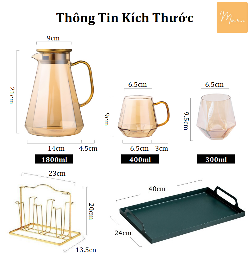 Bộ bình nước thủy tinh chịu nhiệt - BBN19.1