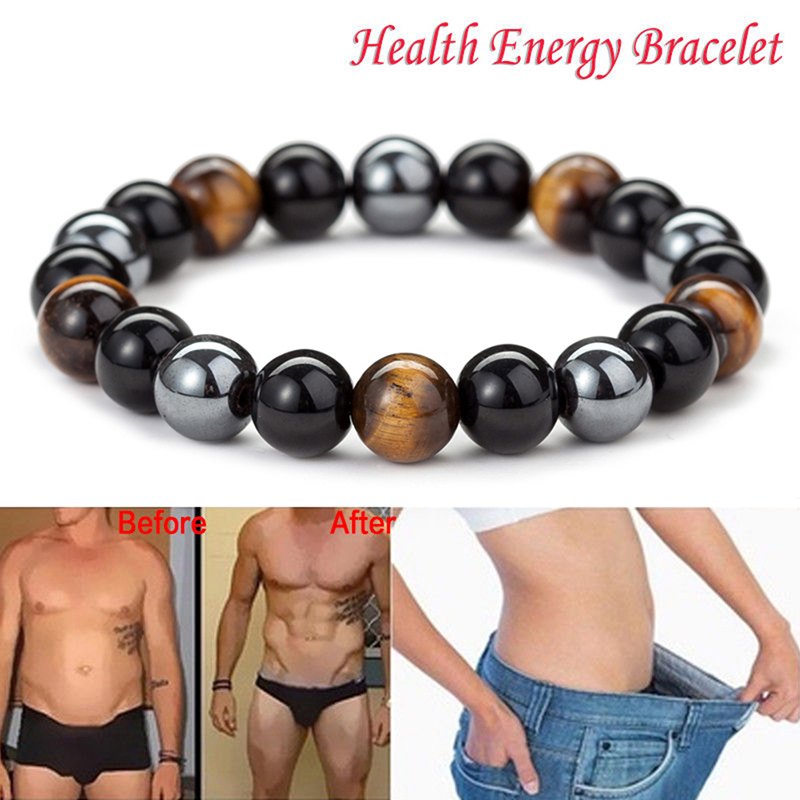 Magnetic Hematite Stone Bead Bracelet Health Care Magnet Men Weight Loss Jewelry MIRRORRR