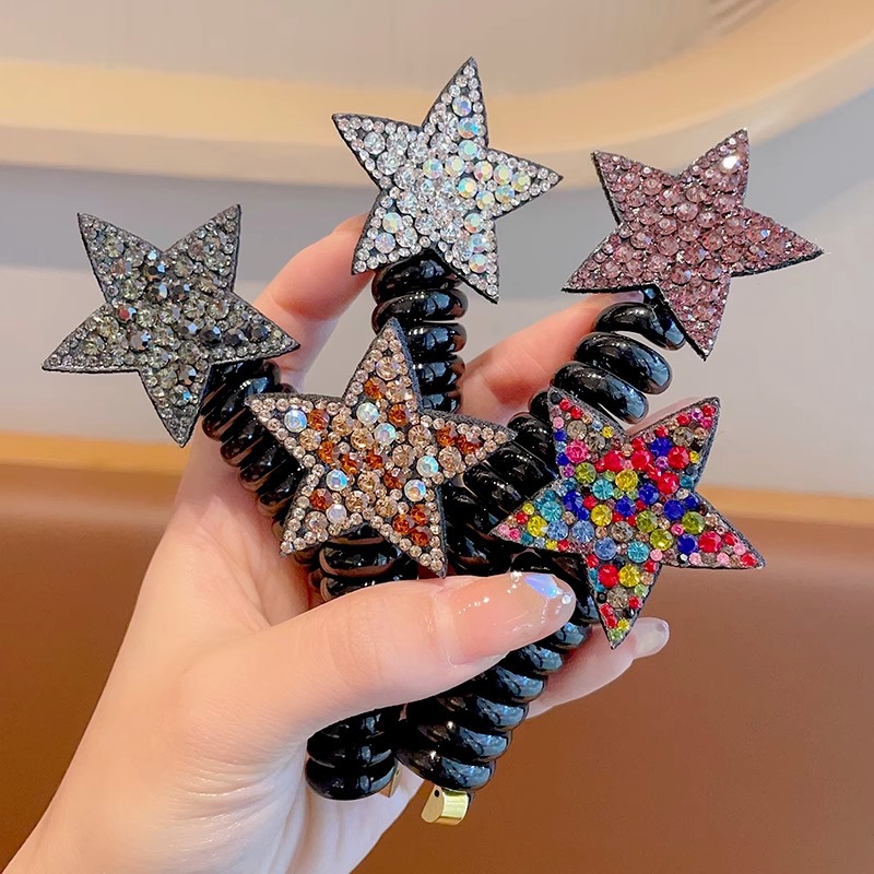 Rainbow Flower/Star High Elastic Spiral Hair Band