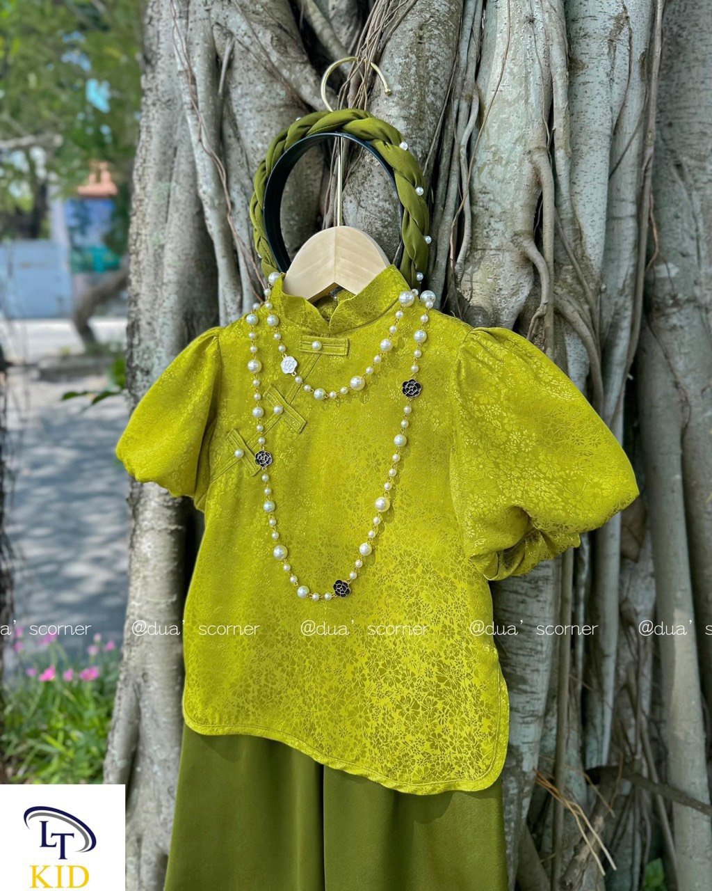 (SIZE 10-30KG) MẪU THIẾT KẾ TẶNG CÀI TÓC SET BÀ BA LỤA CÁCH TÂN